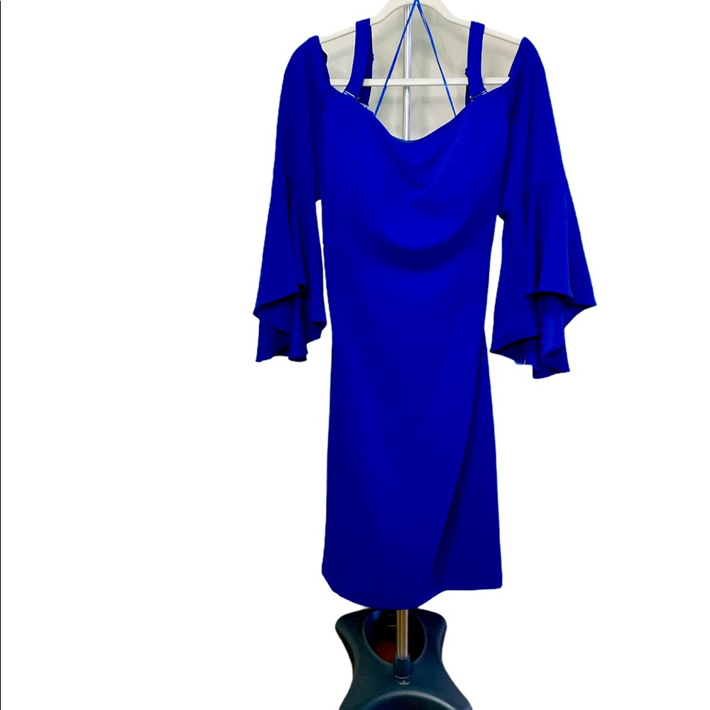 R&M Richards Royal Blue Off Shoulder Dress 16W NWT